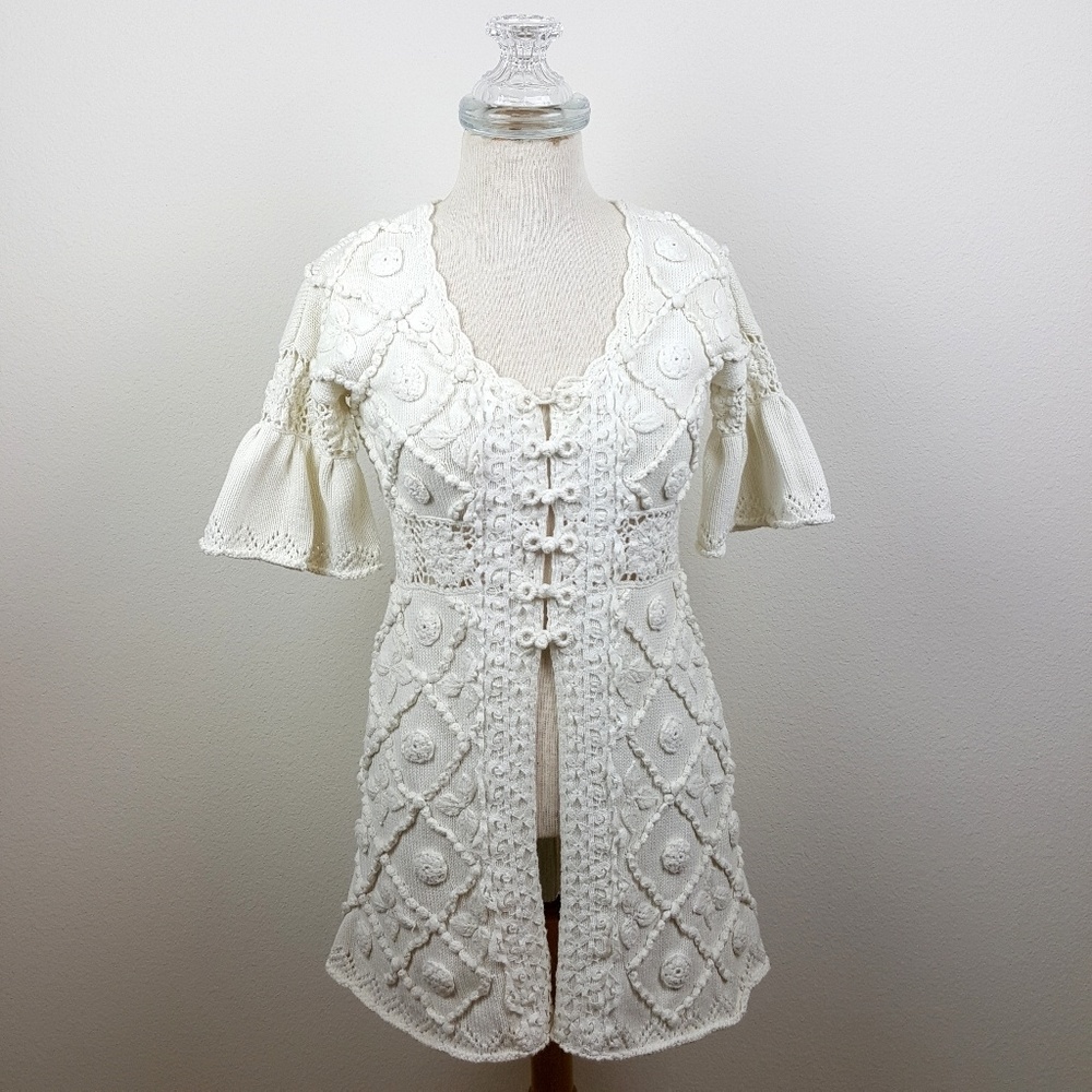 Knitted & Knotted Bell Sleeve 3/4 Length Sweater